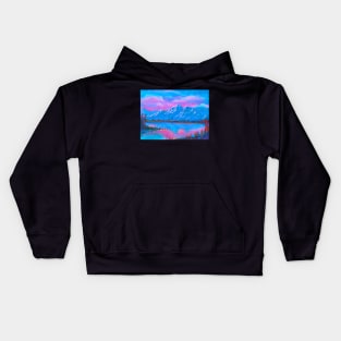 Blue Mountain Sunrise Landscape Painting Kids Hoodie